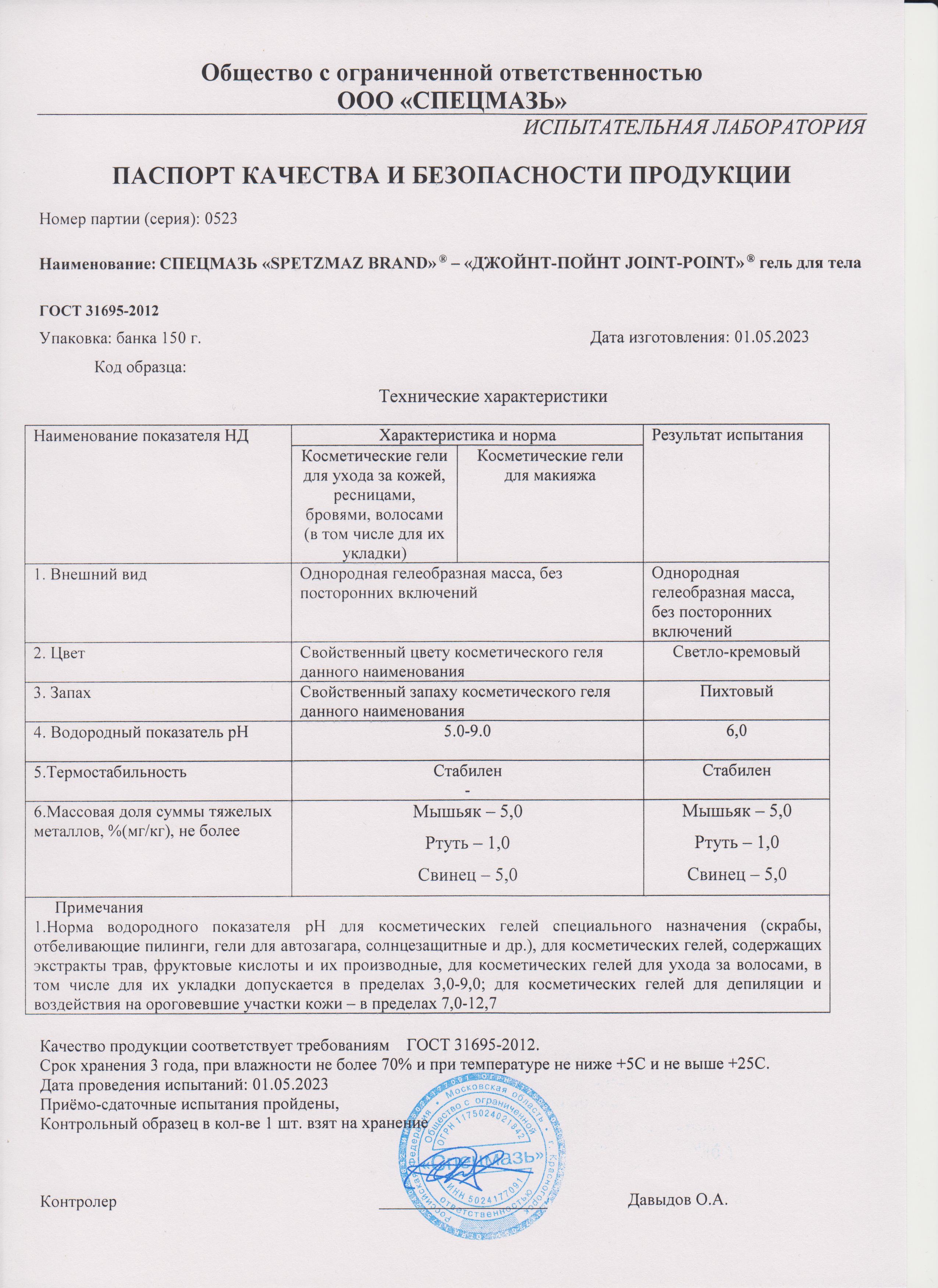 Паспорт №052023